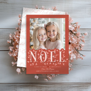 Elegant Botanical Monochromatic Photo Christmas Card