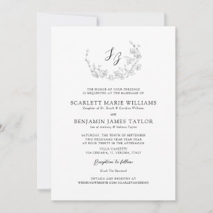 Elegant Botanical Monogram All-in-One Wedding Invitation