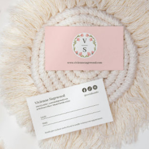 Elegant Botanical Monogram Crest Photo Appointment Card