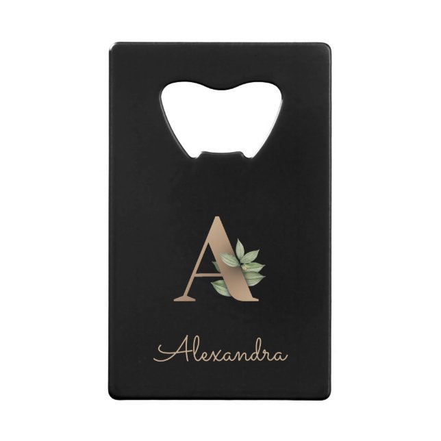Elegant Botanical Monogram Gold Letter A  (Front)