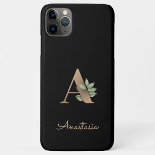 Elegant Botanical Monogram Gold Letter A iPhone 11 Pro Max Case