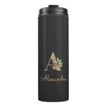 Elegant Botanical Monogram Gold Letter A