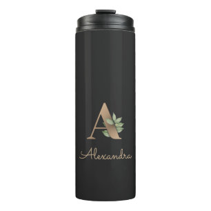 Elegant Botanical Monogram Gold Letter A  Thermal Tumbler