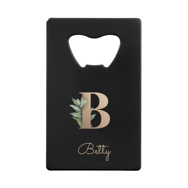 Elegant Botanical Monogram Gold Letter B  (Front)