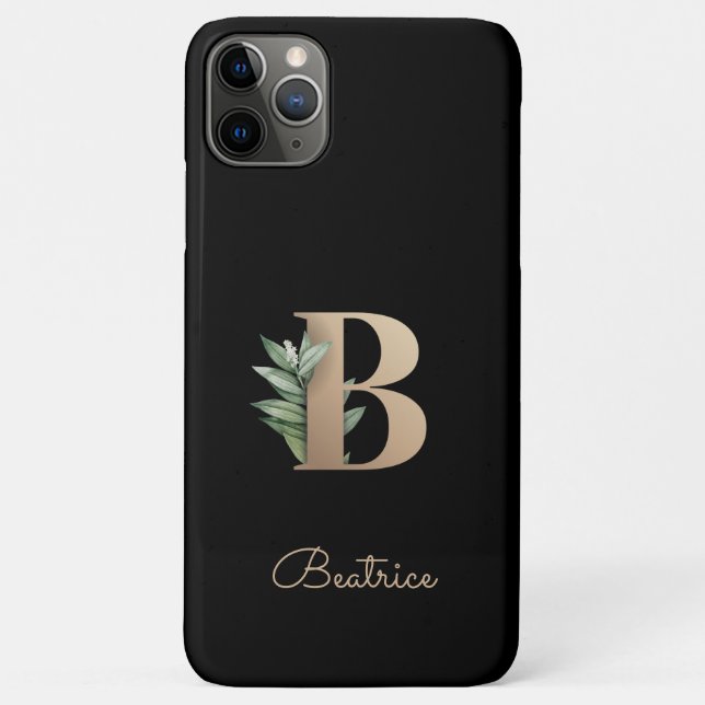 Elegant Botanical Monogram Gold Letter B Case-Mate iPhone Case (Back)