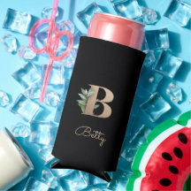 Elegant Botanical Monogram Gold Letter B 