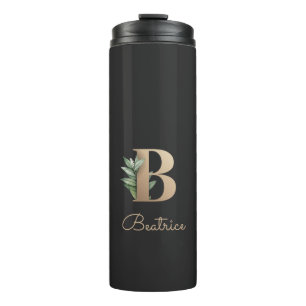 Elegant Botanical Monogram Gold Letter B  Thermal Tumbler