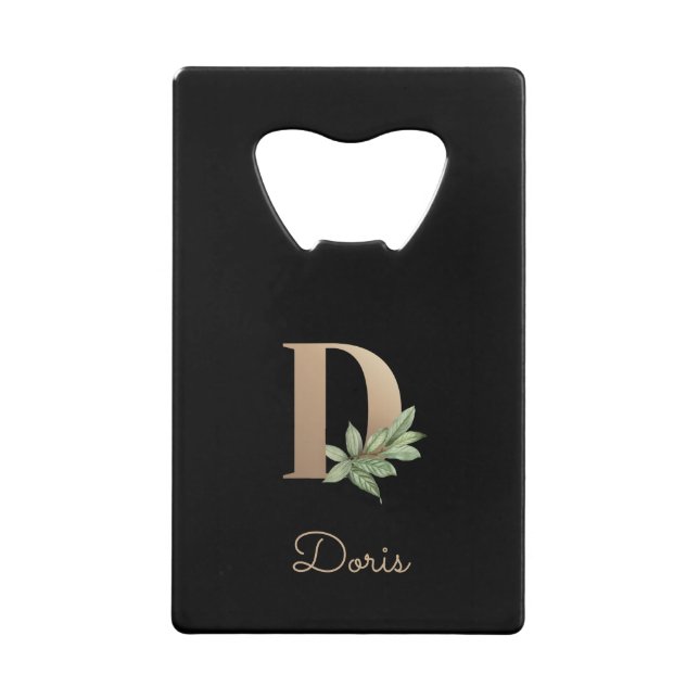Elegant Botanical Monogram Gold Letter D  (Front)