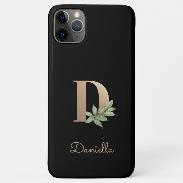 Elegant Botanical Monogram Gold Letter D Case-Mate iPhone Case (Back)