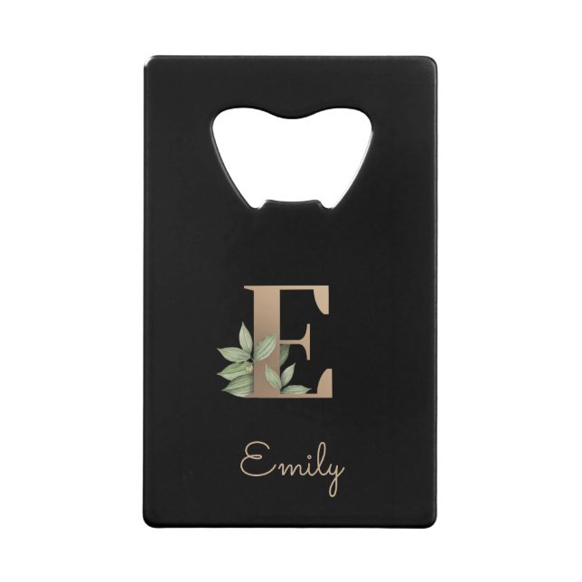 Elegant Botanical Monogram Gold Letter E  (Front)