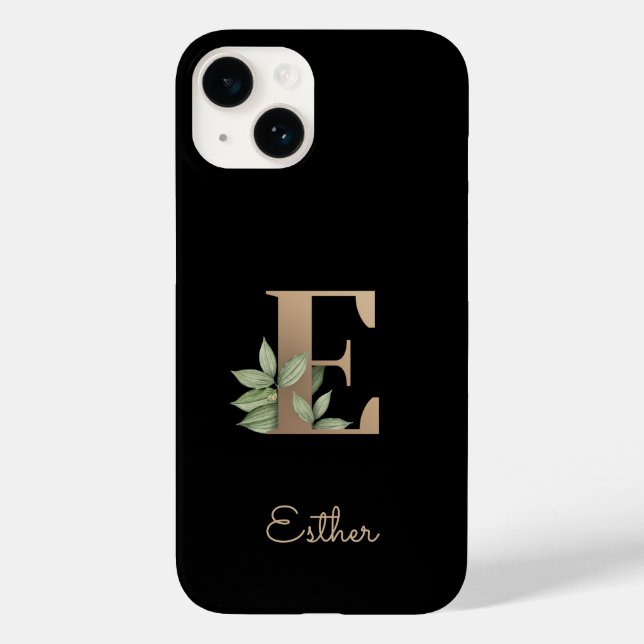 Elegant Botanical Monogram Gold Letter E Case-Mate iPhone Case (Back)