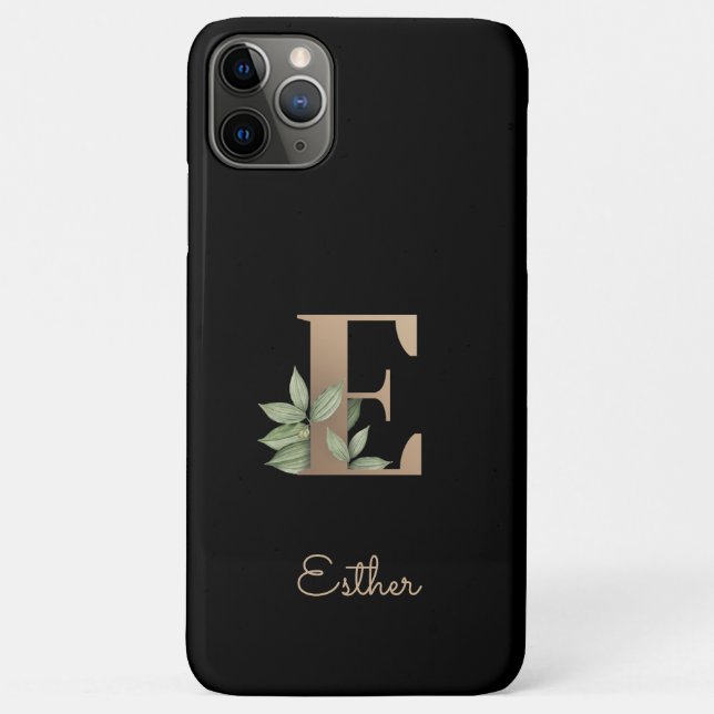Elegant Botanical Monogram Gold Letter E Case-Mate iPhone Case (Back)