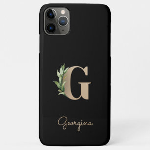 Elegant Botanical Monogram Gold Letter G iPhone 11 Pro Max Case
