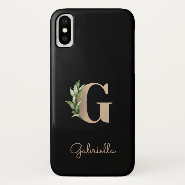 Elegant Botanical Monogram Gold Letter G Case-Mate iPhone Case (Back)