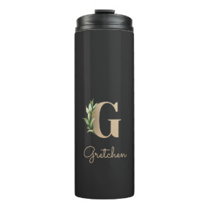 Elegant Botanical Monogram Gold Letter G  Thermal Tumbler