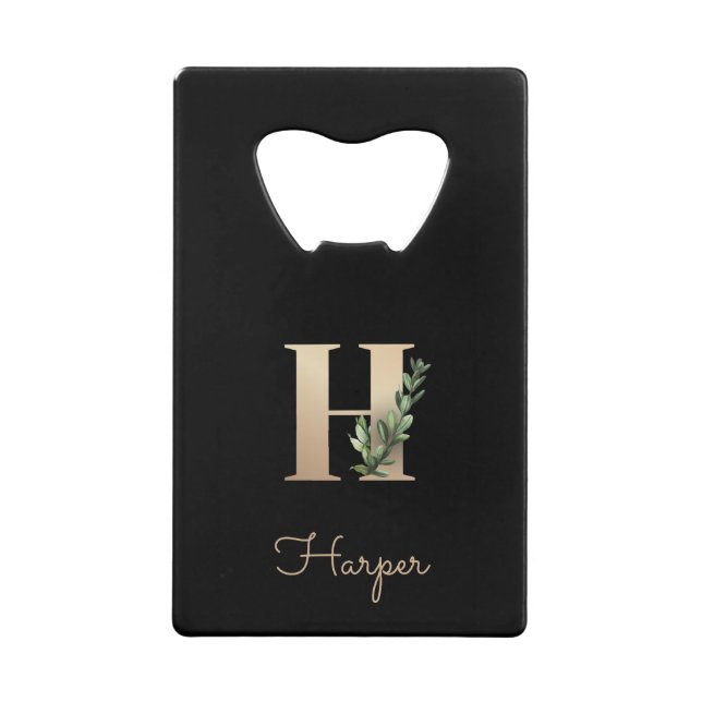 Elegant Botanical Monogram Gold Letter H  (Front)