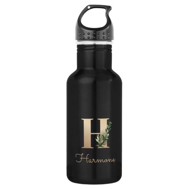 Elegant Botanical Monogram Gold Letter H  532 Ml Water Bottle (Front)