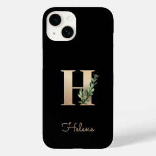 Elegant Botanical Monogram Gold Letter H Case-Mate iPhone 14 Case