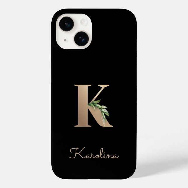 Elegant Botanical Monogram Gold Letter K Case-Mate iPhone Case (Back)
