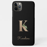 Elegant Botanical Monogram Gold Letter K