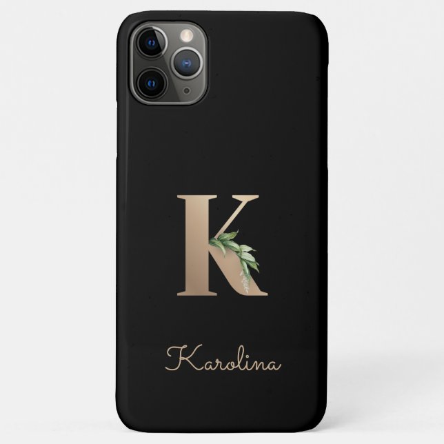 Elegant Botanical Monogram Gold Letter K Case-Mate iPhone Case (Back)