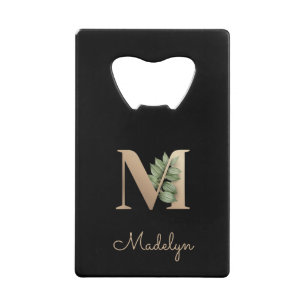 Elegant Botanical Monogram Gold Letter M