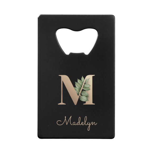 Elegant Botanical Monogram Gold Letter M  (Front)