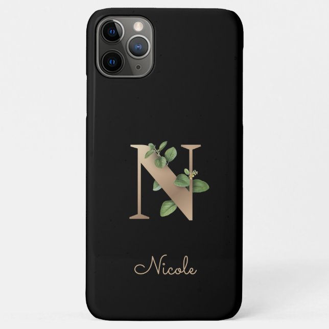 Elegant Botanical Monogram Gold Letter N Case-Mate iPhone Case (Back)