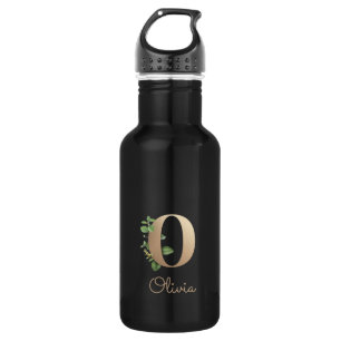 Elegant Botanical Monogram Gold Letter O 532 Ml Water Bottle