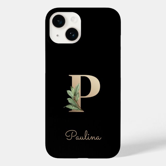 Elegant Botanical Monogram Gold Letter P Case-Mate iPhone Case (Back)