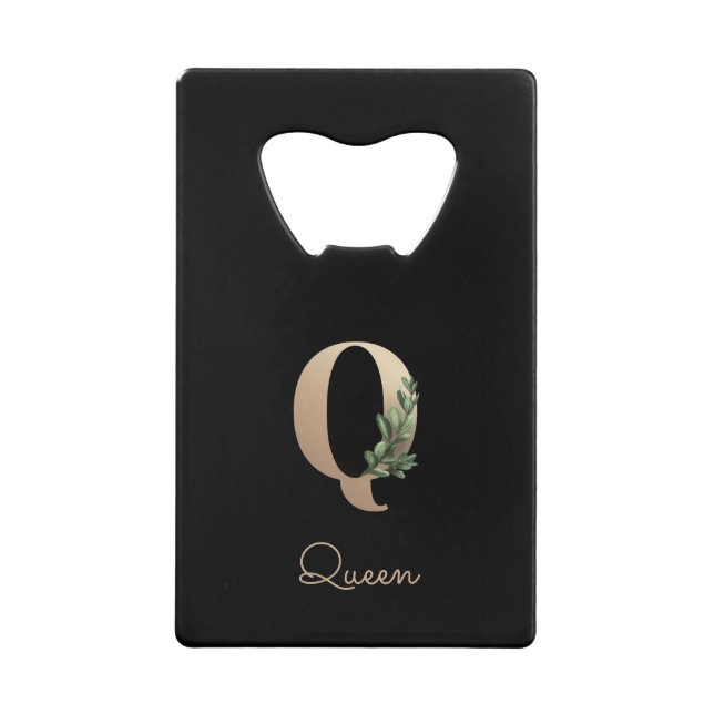 Elegant Botanical Monogram Gold Letter Q  (Front)