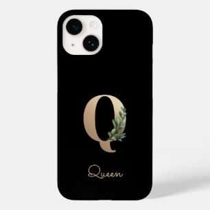Elegant Botanical Monogram Gold Letter Q Case-Mate iPhone 14 Case