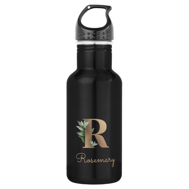 Elegant Botanical Monogram Gold Letter R  532 Ml Water Bottle (Front)