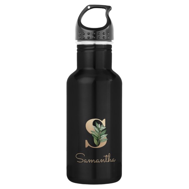 Elegant Botanical Monogram Gold Letter S  532 Ml Water Bottle (Front)