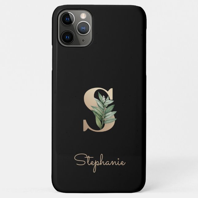 Elegant Botanical Monogram Gold Letter S Case-Mate iPhone Case (Back)