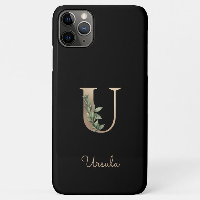 Elegant Botanical Monogram Gold Letter U Case-Mate iPhone Case (Back)