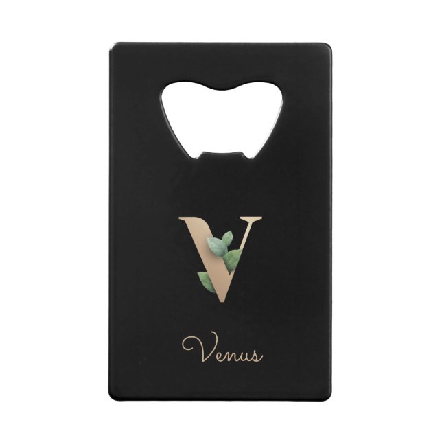 Elegant Botanical Monogram Gold Letter V  (Front)