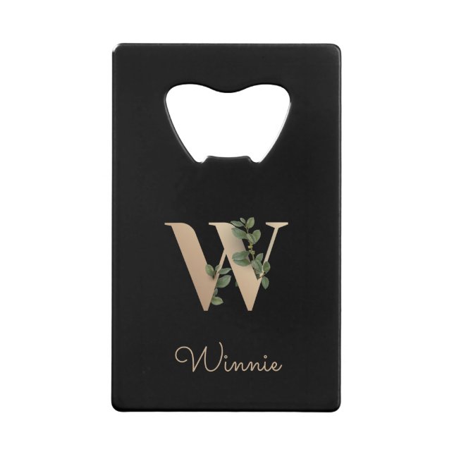 Elegant Botanical Monogram Gold Letter W  (Front)