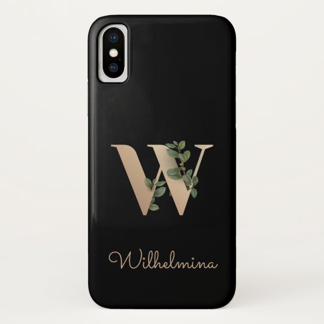 Elegant Botanical Monogram Gold Letter W Case-Mate iPhone Case (Back)