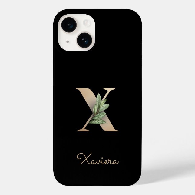 Elegant Botanical Monogram Gold Letter X Case-Mate iPhone Case (Back)