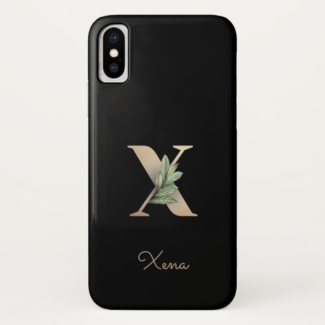 Elegant Botanical Monogram Gold Letter X Case-Mate iPhone Case (Back)