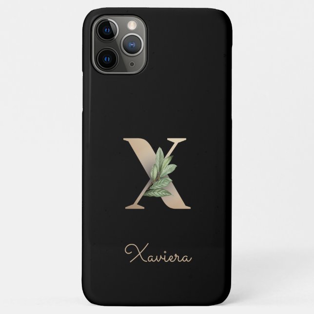 Elegant Botanical Monogram Gold Letter X Case-Mate iPhone Case (Back)