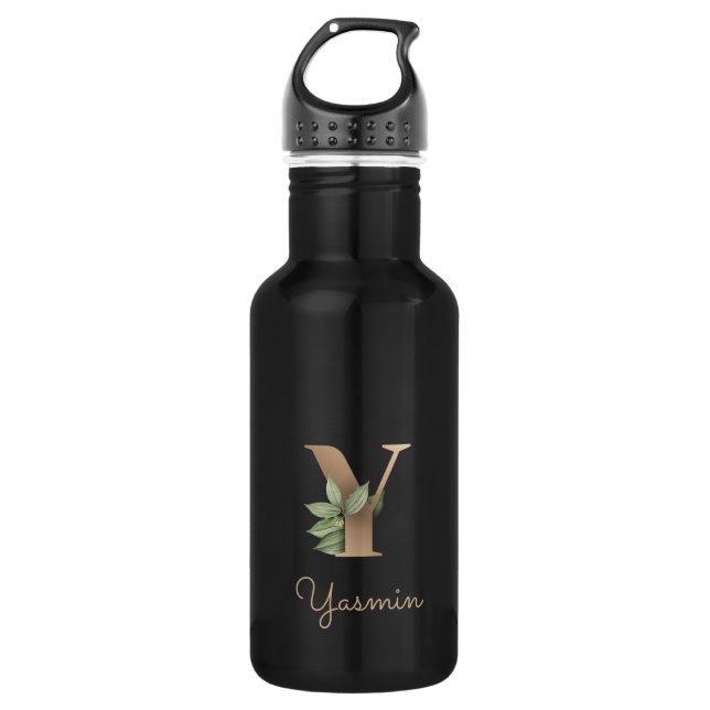 Elegant Botanical Monogram Gold Letter Y  532 Ml Water Bottle (Front)