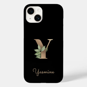 Elegant Botanical Monogram Gold Letter Y Case-Mate iPhone 14 Case