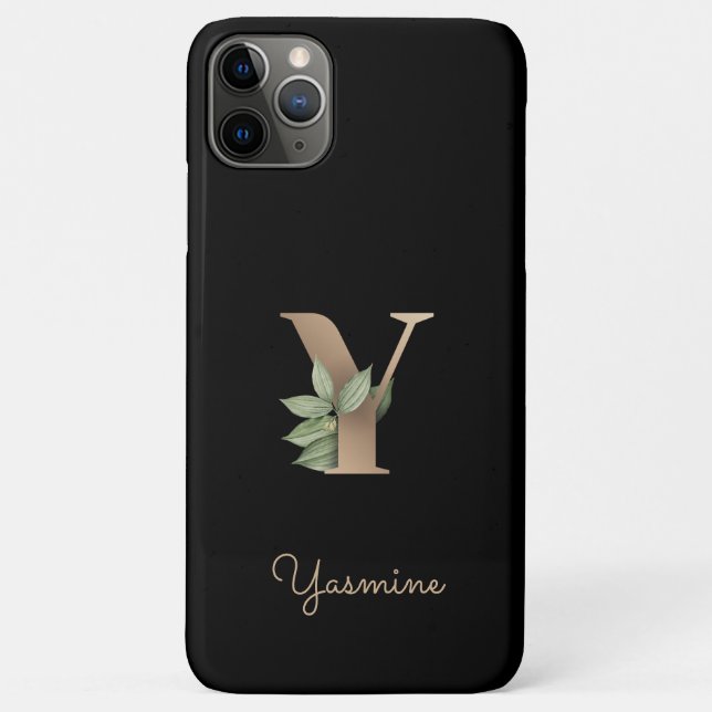 Elegant Botanical Monogram Gold Letter Y Case-Mate iPhone Case (Back)