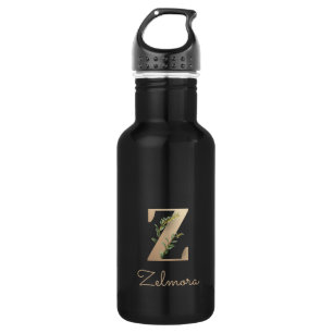 Elegant Botanical Monogram Gold Letter Z  532 Ml Water Bottle