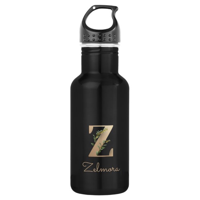 Elegant Botanical Monogram Gold Letter Z  532 Ml Water Bottle (Front)