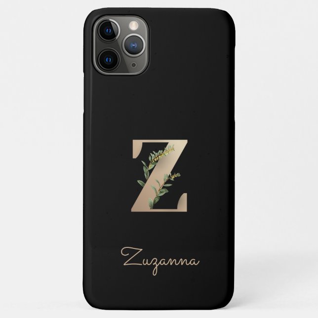 Elegant Botanical Monogram Gold Letter Z Case-Mate iPhone Case (Back)