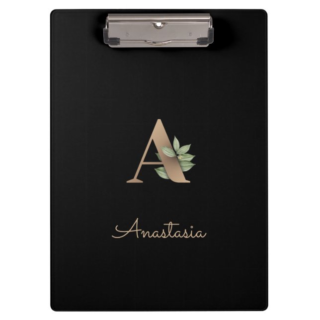 Elegant Botanical Monogram Letter A  Clipboard (Front)