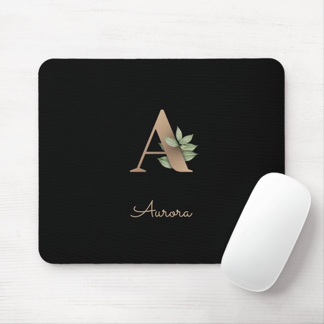 Elegant Botanical Monogram Letter A  Mouse Mat (With Mouse)